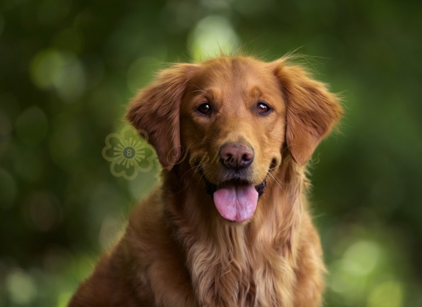 Selective focus shot of an adorable golden retriever outdoors