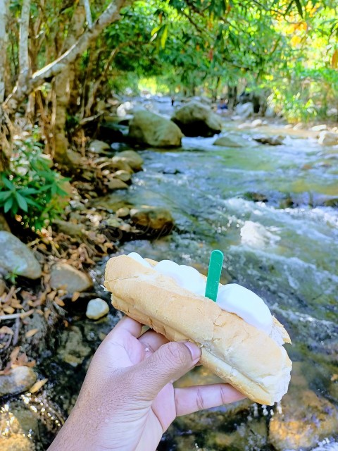 Bread Ice Cream at Waterfall, Cambodia
