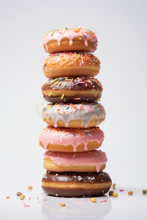 Delicious donuts with topping arrangement